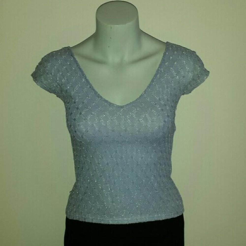 Awear Baby Blue Metallic Knit Top – XS, EUC